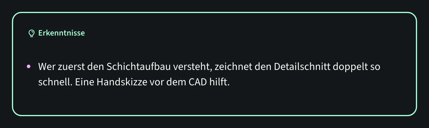 Erkenntnis-Block in einem Journal-Eintrag der Zeichner-Lernenden Mara Vogel mit einer festgehaltenen Erkenntnis aus ihrer Arbeit.